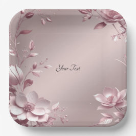 Delicate Pink Floral Paper Plate Papieren Bordje