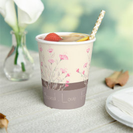 Delicate Pink Floral Papieren Bekers