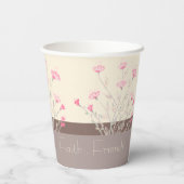 Delicate Pink Floral Papieren Bekers (Achterkant)
