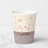 Delicate Pink Floral Papieren Bekers (Rechts)