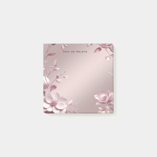 Delicate Pink Floral Post it Notes (Voorkant)