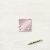 Delicate Pink Floral Post it Notes (Op bureau)