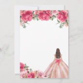 Delicate Pink Floral Princess Roos Gold Quinceañer Kaart (Achterkant)