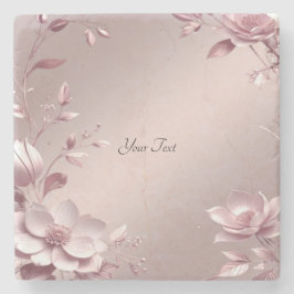 Delicate Pink Floral Stone Coaster Stenen Onderzetter