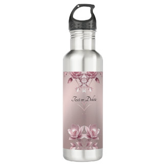 Delicate Pink Floral Water Bottle Waterfles