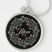 Delicate Pink Floral Wreate met mam Sleutelhanger (Voorkant)