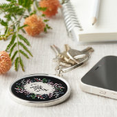 Delicate Pink Floral Wreath, Doily with Mam Sleutelhanger (Zijkant)