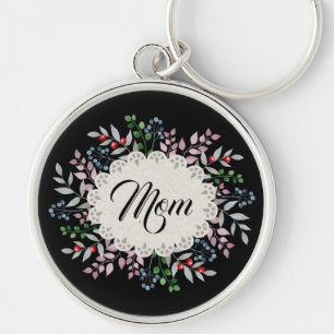 Delicate Pink Floral Wreath, Doily with Mam Sleutelhanger