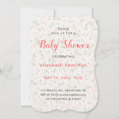 Delicate Pink Flowers Baby Shower Invitation Kaart (Voorkant)