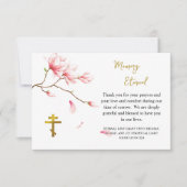 Delicate Pink Flowers Branch Orthodox Funeral Bedankkaart (Voorkant)