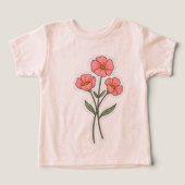 Delicate Pink Flowers Minimalist T-Shirt (Design voorkant)