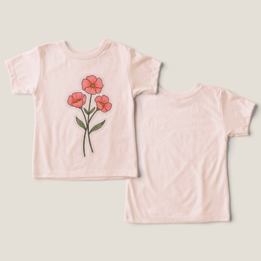 Delicate Pink Flowers Minimalist T-Shirt (Ontwerp Voorkant & Achterkant)