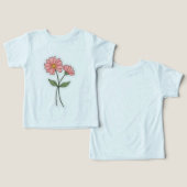 Delicate pink flowers minimalist t-shirt  (Ontwerp Voorkant & Achterkant)