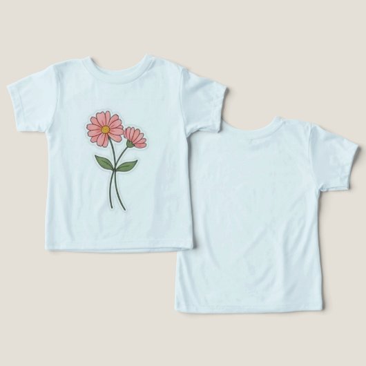 Delicate pink flowers minimalist t-shirt  (Ontwerp Voorkant & Achterkant)