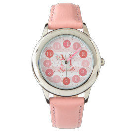 Delicate Pink Glitter Monogram Girl Gift Horloge