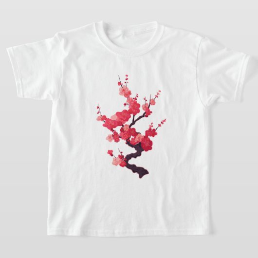 Delicate Pink Japanese Cherry Tree Twig T-shirt (Laagn)