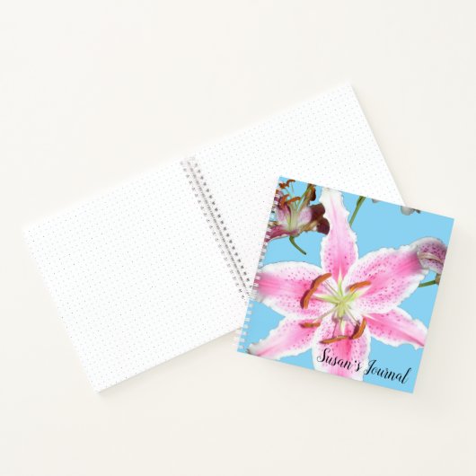 Delicate Pink Lily Flower op Aqua Notitieboek (Binnen)