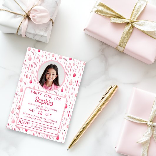 Delicate Pink Pattern Verjaardag Kaart