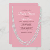 Delicate Pink Pearls Bridal Shower Invitation Kaart (Voorkant / Achterkant)