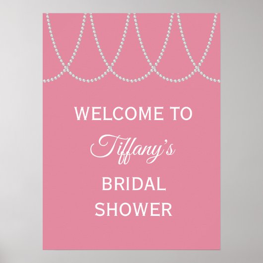 Delicate Pink Pearls Bridal Shower Poster (Voorkant)