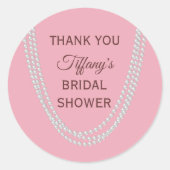 Delicate Pink Pearls Bridal Shower Thank You Ronde Sticker (Voorkant)
