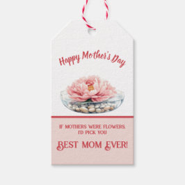 Delicate Pink Peony Moederdag Cadeaulabel