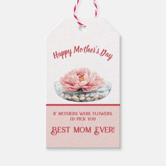 Delicate Pink Peony Moederdag Cadeaulabel (Voorkant)