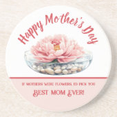 Delicate Pink Peony Moederdag Zandsteen Onderzetter (Voorkant)