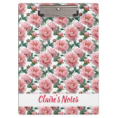 Delicate Pink Peony Pattern Name Klembord (Voorkant)