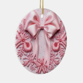 Delicate Pink Ribbon borduurwerk Keramisch Ornament (Rechts)