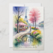 Delicate Pink Romantic Paris Landscape Wedding Save The Date (Voorkant)