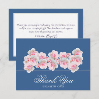 Delicate Pink Roses Floral Bridal Shower Thank You Bedankkaart