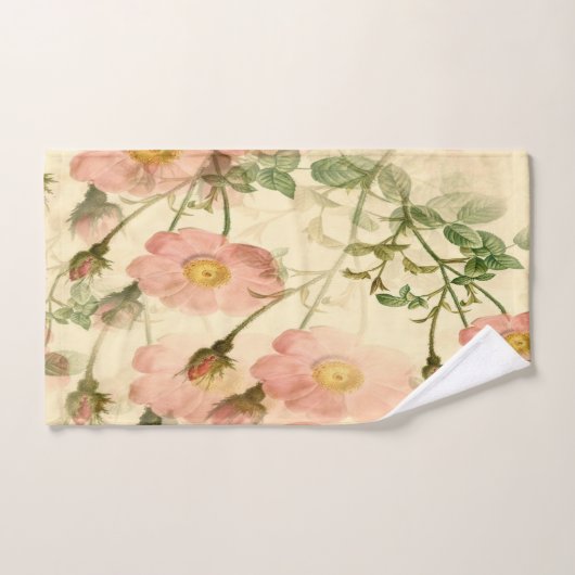 Delicate Pink Roses Handdoek Set – Luxe Essentials (Handdoek)