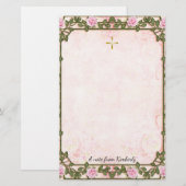 Delicate Pink Roses Vines Orthodox Christelijk Briefpapier (Voorkant / Achterkant)