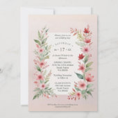 Delicate Pink Shades Cherish Botanical Wildflowers Kaart (Achterkant)
