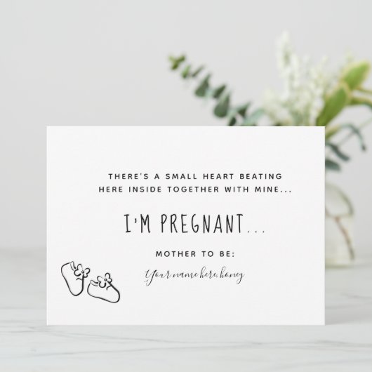 Delicate Pink Zwangerschap Announcemente Card Aankondiging (Staand voorkant)