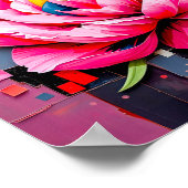 Delicate Pioen in Moderne Abstracte Stijl Poster (Hoek)