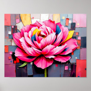 Delicate Pioen in Moderne Abstracte Stijl Poster