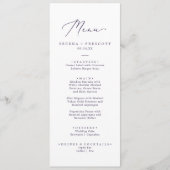 Delicate Plum Paarse Calligraphy Wedding Dinner Menu (Voorkant)