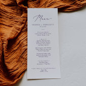 Delicate Plum Paarse Calligraphy Wedding Dinner Menu