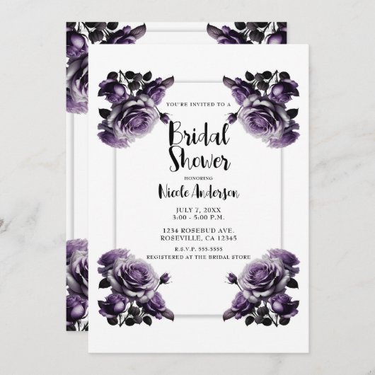 Delicate Plum Paarse Rozen Shabby Shower Kaart (Voorkant / Achterkant)