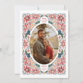 Delicate Poinsettia Ovaal Lijst Foto Feestdagenkaart (Voorkant)