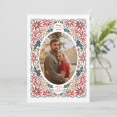 Delicate Poinsettia Ovaal Lijst Foto Feestdagenkaart (Staand voorkant)