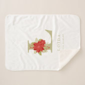Delicate Poinsettias L Initial Christmas Girl Gift Sherpa Deken (Voorkant (horizontaal))