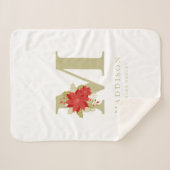 Delicate Poinsettias M Initial Christmas Girl Gift Sherpa Deken (Voorkant (horizontaal))