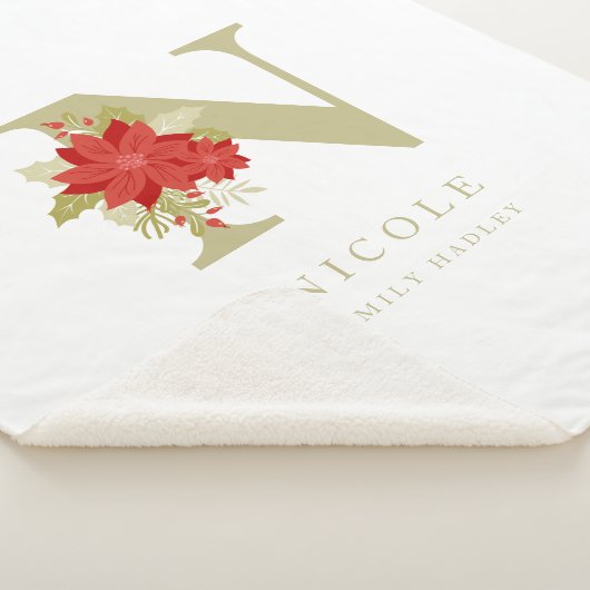 Delicate Poinsettias N Initiaal kerstcadeau Sherpa Deken (3/4)