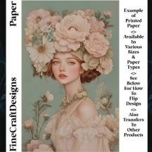 Delicate Portrait Woman Flowers CP2 Craft Paper