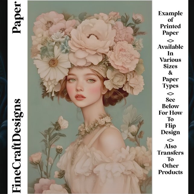 Delicate Portrait Woman Flowers CP2 Craft Paper (Creator heeft geüpload)