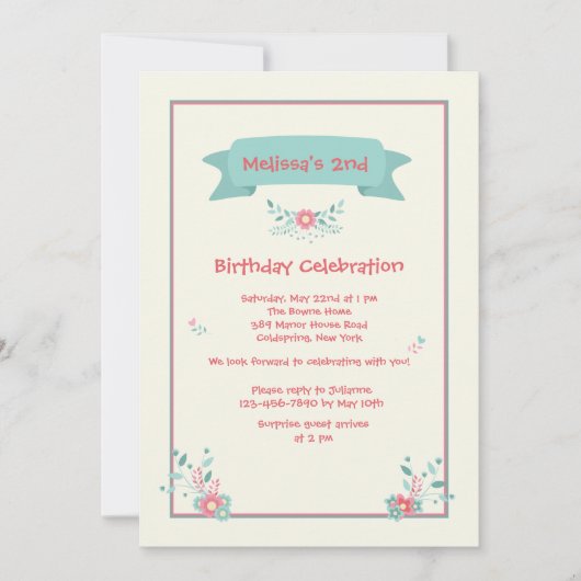 Delicate Posies Uitnodiging (Voorkant)