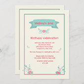 Delicate Posies Uitnodiging (Voorkant / Achterkant)